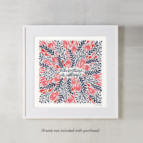 Adventure is Calling – Red & Black Palette • Art Print