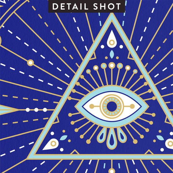 All-Seeing Eye Mandala – Navy Palette • Art Print