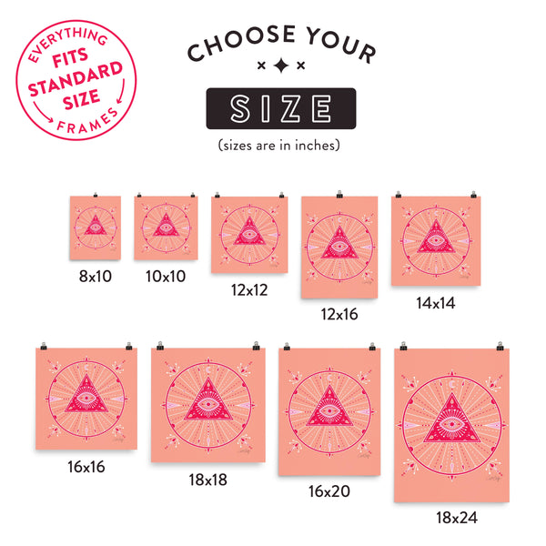 All-Seeing Eye Mandala – Pink Palette • Art Print