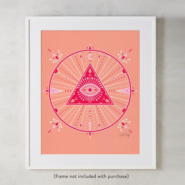 All-Seeing Eye Mandala – Pink Palette • Art Print