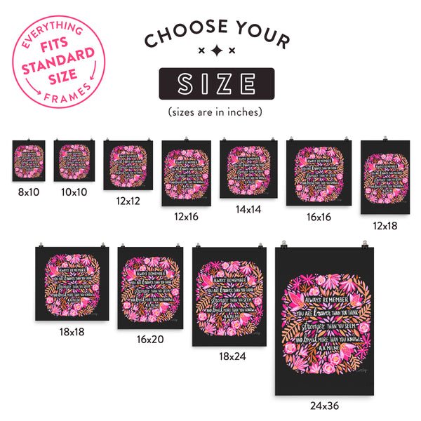 Always Remember – Pink on Charcoal • Art Print