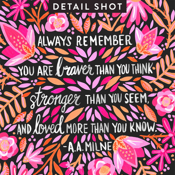 Always Remember – Pink on Charcoal • Art Print