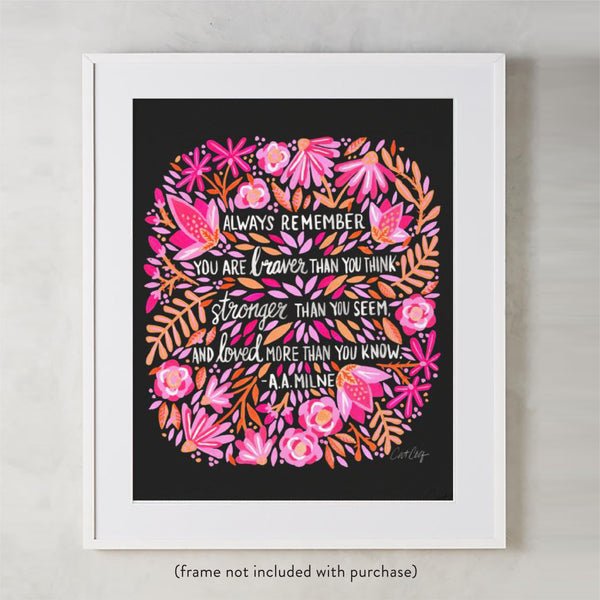 Always Remember – Pink on Charcoal • Art Print