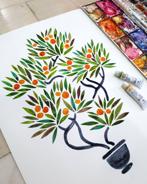 Bonsai Fruit Tree – Little Oranges • Art Print