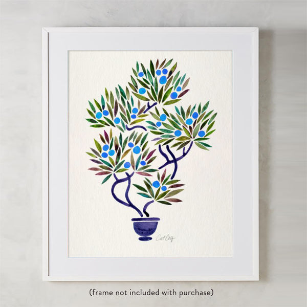 Bonsai Fruit Tree – Blue Palette • Art Print