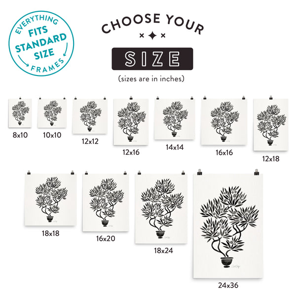 Bonsai Fruit Tree – Black Palette • Art Print