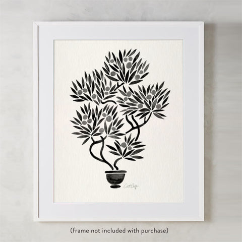 Bonsai Fruit Tree – Black Palette • Art Print