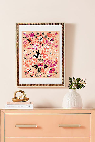Bunny Lovers – Orange & Pink Palette • Art Print