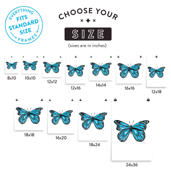 Butterfly – Blue Palette • Art Print