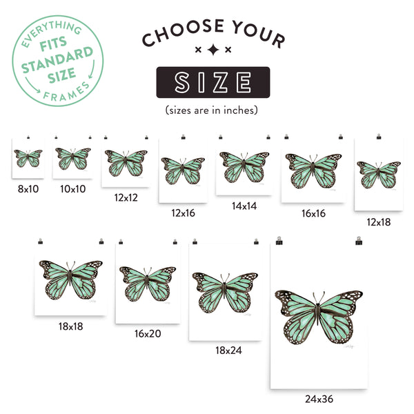 Butterfly – Mint Palette • Art Print