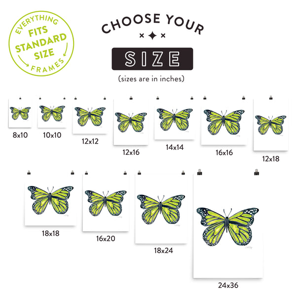 Butterfly – Lime Palette • Art Print