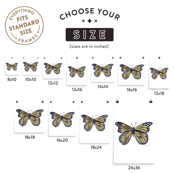 Butterfly – Gold Palette • Art Print