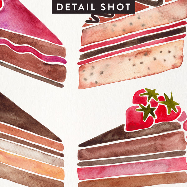 Cake Slices – Pink & Brown Palette • Art Print