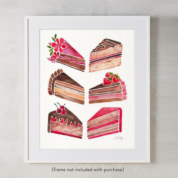Cake Slices – Pink & Brown Palette • Art Print