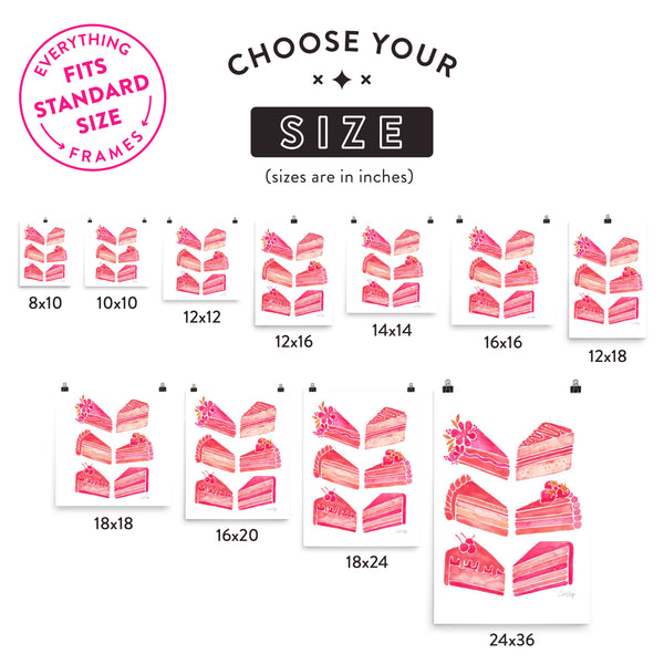Cake Slices – Pink Ombré Palette • Art Print