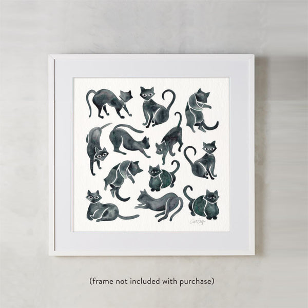 Cat Positions – Black Palette • Art Print