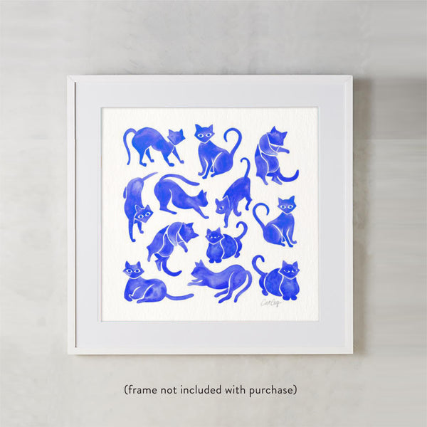 Cat Positions – Blue Palette • Art Print