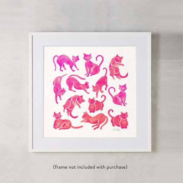 Cat Positions – Pink Ombré Palette • Art Print