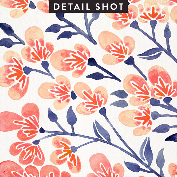 Cherry Blossoms – Peach & Steel Blue Palette • Art Print