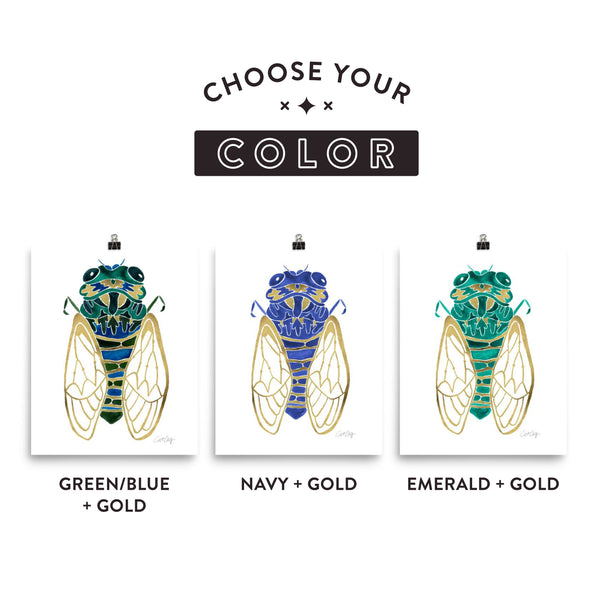 Cicada – Green & Gold Palette • Art Print