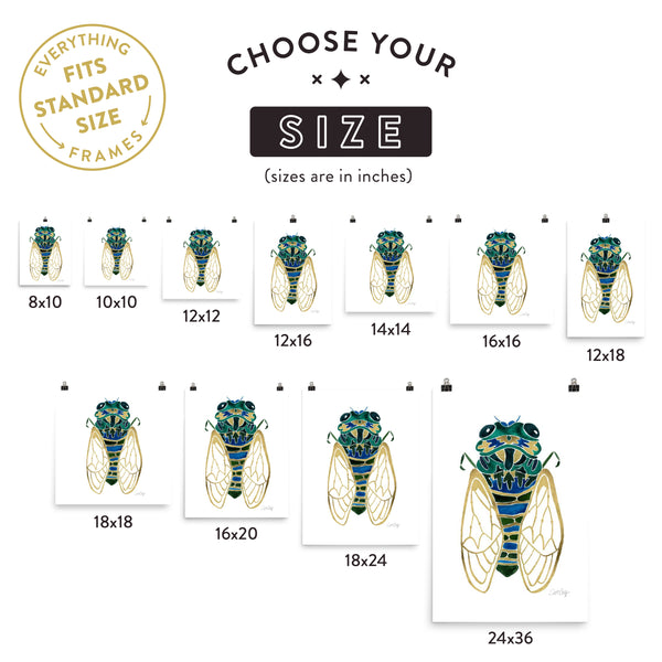 Cicada – Green & Gold Palette • Art Print