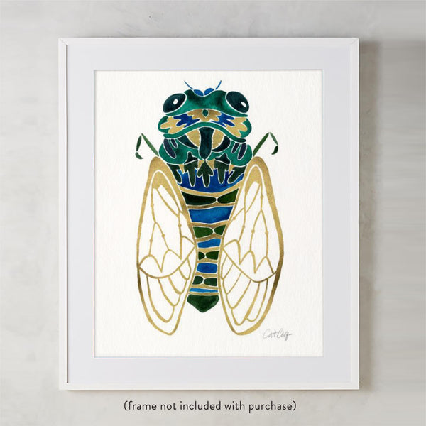 Cicada – Green & Gold Palette • Art Print