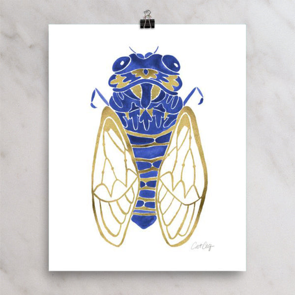 Cicada – Navy & Gold Palette • Art Print