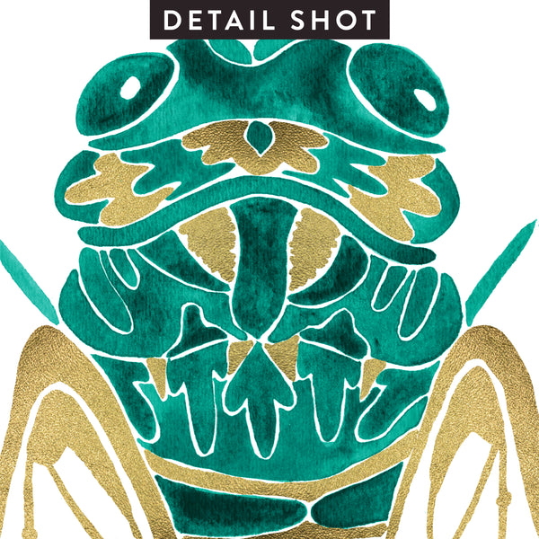 Cicada – Emerald & Gold Palette • Art Print