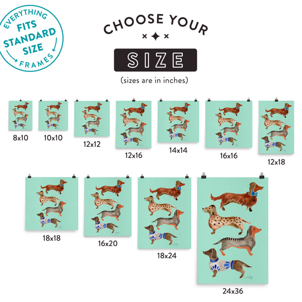 Dachshunds – Mint Palette • Art Print