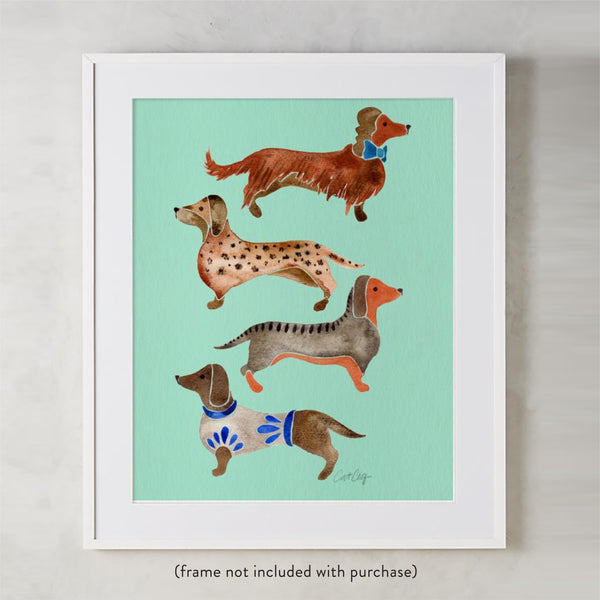 Dachshunds – Mint Palette • Art Print