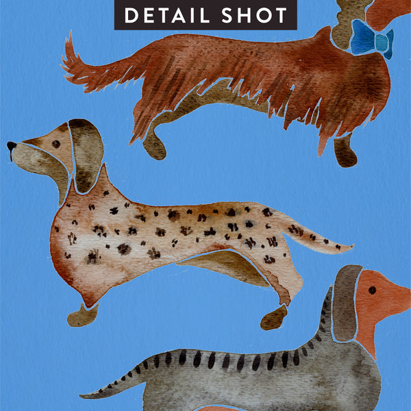 Dachshunds – Cornflower Blue Palette • Art Print