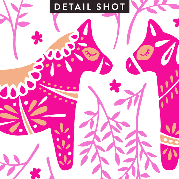 Swedish Dala Horses – Pink Palette • Art Print