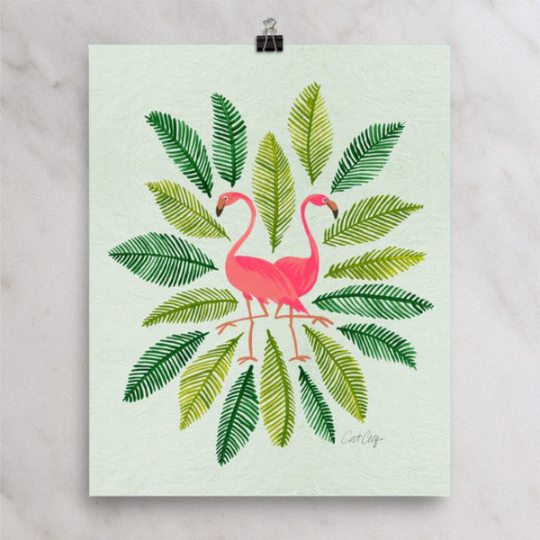 Flamingos and Fronds • Art Print