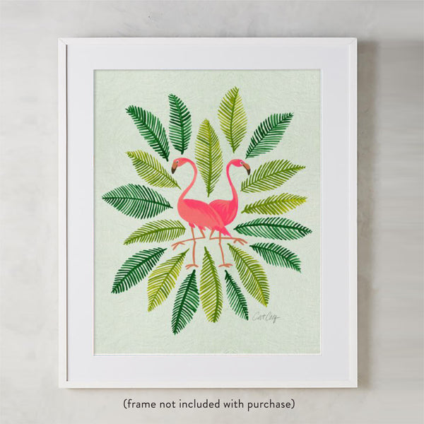 Flamingos and Fronds • Art Print