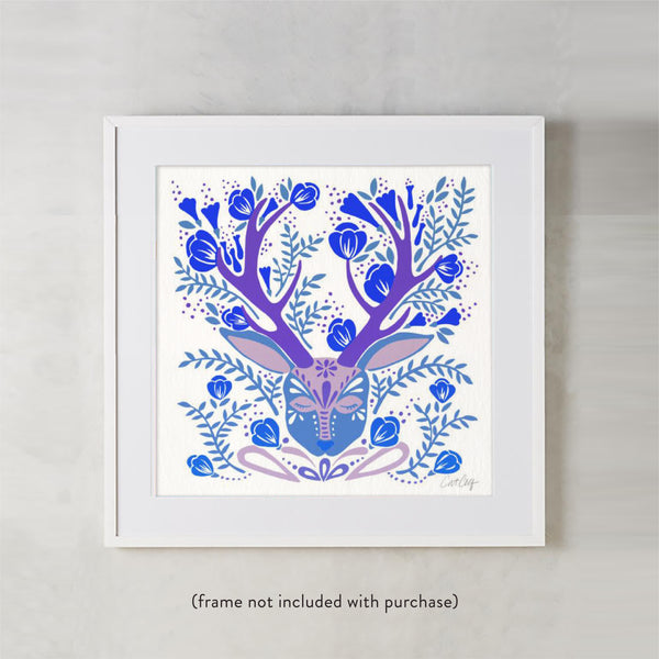 Floral Antlers – Blue Palette • Art Print