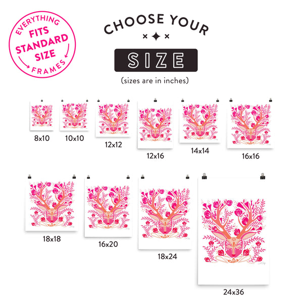 Floral Antlers – Pink Palette • Art Print