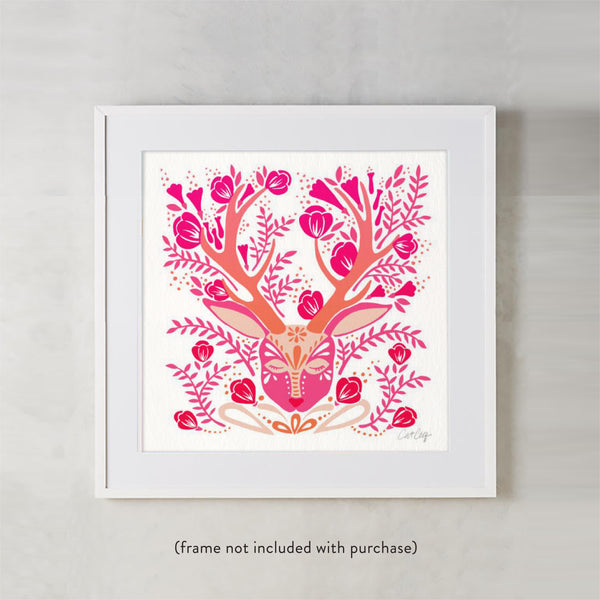 Floral Antlers – Pink Palette • Art Print
