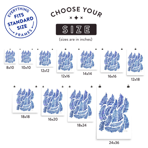 Fronds – Navy Palette • Art Print