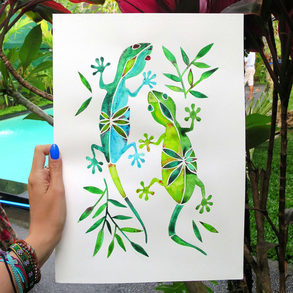 Geckos – Green Palette • Art Print