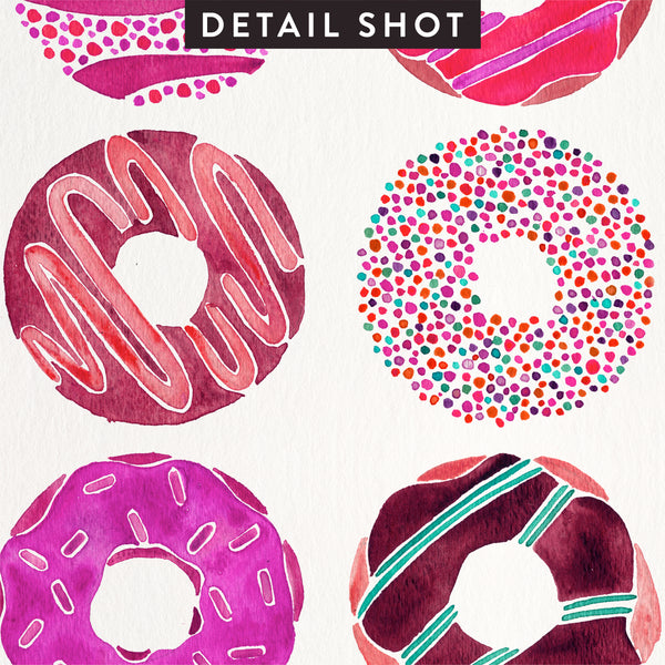 Half Dozen Donuts – Magenta Palette • Art Print