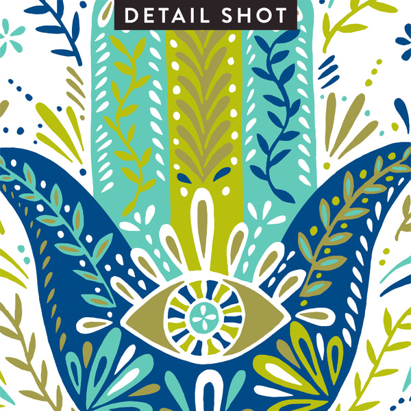 Hamsa Hand – Lime and Blue Palette • Art Print