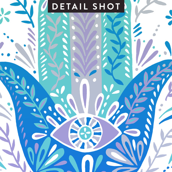 Hamsa Hand – Blue Palette • Art Print