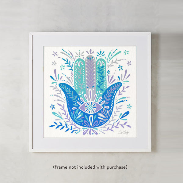 Hamsa Hand – Blue Palette • Art Print