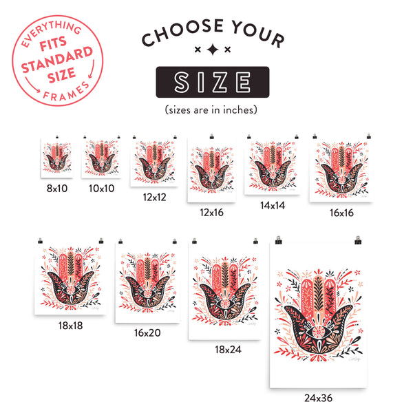 Hamsa Hand – Red & Black Palette • Art Print