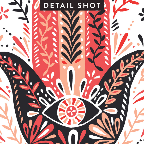 Hamsa Hand – Red & Black Palette • Art Print