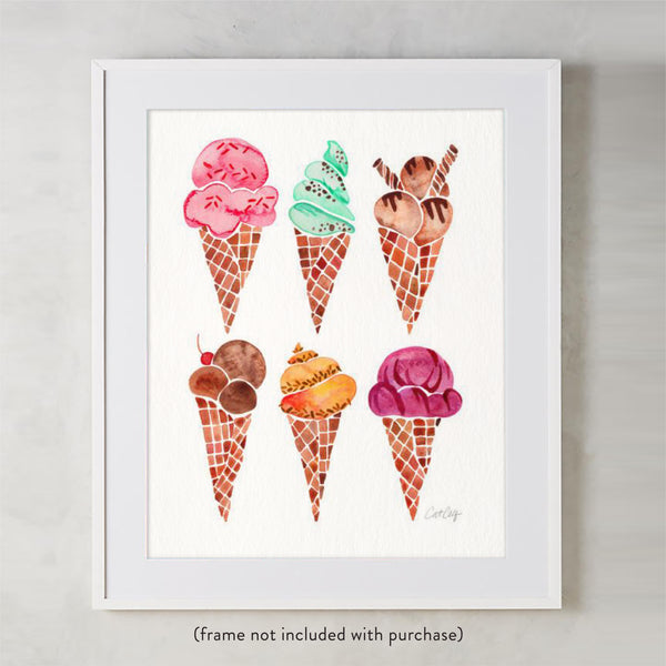 Ice Cream Cones – Rainbow Palette • Art Print