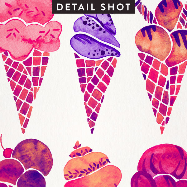 Ice Cream Cones – Fuchsia Palette • Art Print
