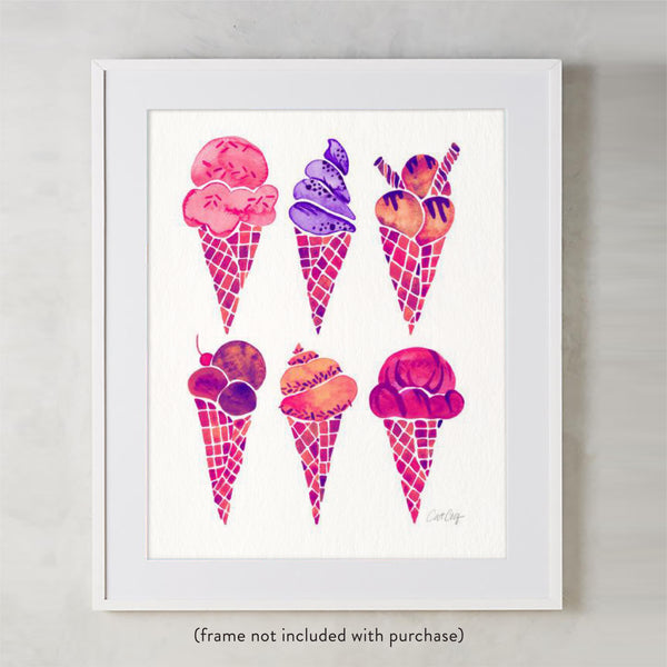 Ice Cream Cones – Fuchsia Palette • Art Print