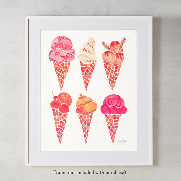 Ice Cream Cones – Peachy Pink Palette • Art Print