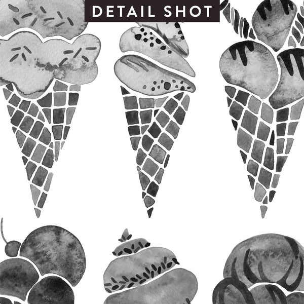 Ice Cream Cones – Black Palette • Art Print